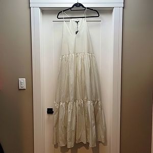 NEW** Cotton Silk Tiered Maxi Dress, size 8, Massimo Dutti, cream